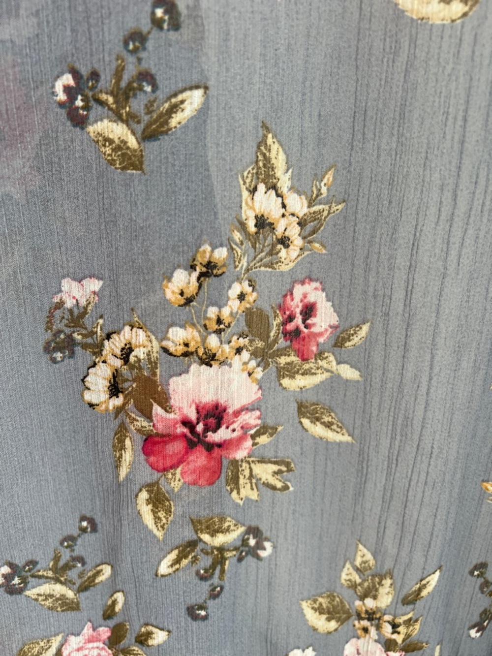Sheer Floral Kimono Coverup Cardigan Dusty Blue Pink Roses #JFW49245GG Size S - Picture 11 of 17
